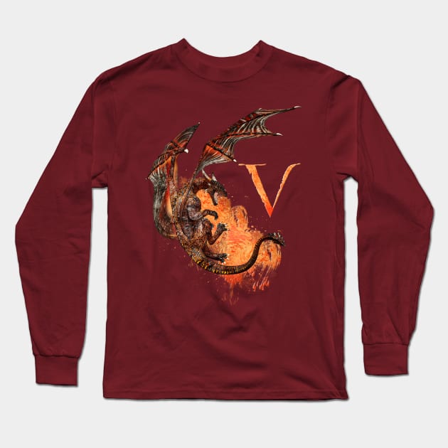 Drachen Buchstabe V Long Sleeve T-Shirt by AndreaTiettje